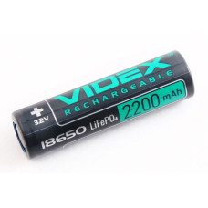 Батарейка 18650 Li-FePO4 2200 мAч Videx без захисту
