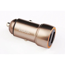 Зарядка в прикурювач 1USB/1Type-C QC 20Вт Hoco сірий