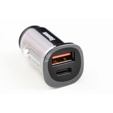 Зарядка в прикурювач 1USB/1Type-C QC 30Вт Baseus чорний
