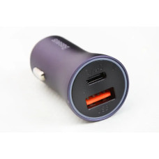 Зарядка в прикурювач 1USB/1Type-C QC 40Вт Baseus темно-серий