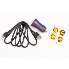 Зарядка в прикурювач 1USB/1Type-C QC 40Вт Baseus + кабель Type-C темно-серий