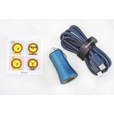 Заряд 1USB/1Type-C QC 40Вт Baseus + кабель Type-C/iPhone синій