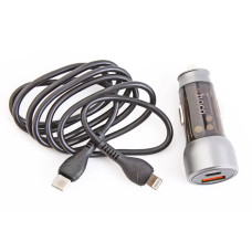 Заряд 1USB/1Type-C QC 43Вт Hoco + кабель Type-C/iPhone сірий