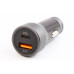Зарядка в прикурювач 1USB/1Type-C QC 43Вт Hoco + кабель Type-C/Type-C сірий