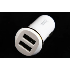 Зарядка в прикурювач 2USB 2.1A Hoco білий