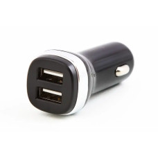 Зарядка в прикурювач 2USB 2.4A Hoco чорний/хром.