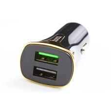 Зарядка в прикурювач 2USB QC 18Вт Hoco Z31 чорний/золотий