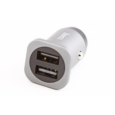 Зарядка в прикурювач 2USB QC 24Вт Hoco сірий