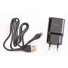 Зарядне в 220В 2USB 2.4A Hoco C88A + кабель iPhone чорний