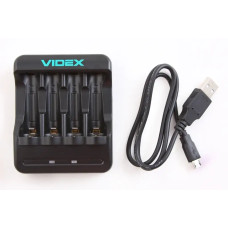 Компютерний заряд для акумуляторних батарейок 4*A/AAA Videx USB