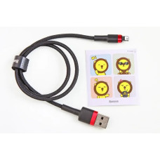 Кабель USB - iPhone 2.4A 0.5м Baseus Cafule нейлоновий круглий чорний/червоний