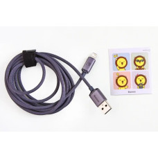 Кабель USB - iPhone 2.4A 2.0м Baseus Crystal Shine тканинний круглий чорний
