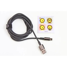 Кабель USB - iPhone 2.4A 2.0м Baseus Tungsten Gold нейлоновий круглий чорний