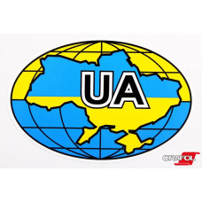 Наклейка UA Флаг України Карта/Глобус 10*15см
