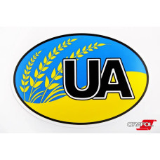Наклейка UA Прапор України з колосоками 9*13sм