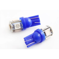 Лампа діодна 12В безцок. T10 синя 5-SMD 5050 Квант (2 шт.)
