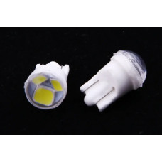 Лампа диодна 12В безцок. T10 3-SMD 2835 скло з лінзою порцеляни LED (2 шт).
