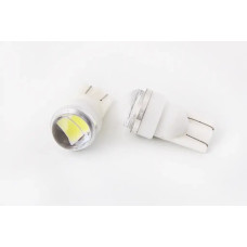 Лампа диодна 12В безцок. T10 2-SMD 5630 скло з лінзою і радіатором LED (2 шт).