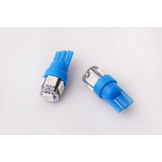Лампа діодна 12В безцок. T10 синя 5-SMD 5050 LED (2 шт.)