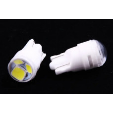 Лампа диодна 12В безцок. T10 3-SMD 2835 скло з лінзою LED (2 шт).