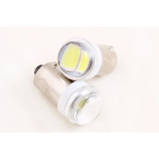 Лампа диодна 24В T8.5 2-SMD 5630 скло з лінзою і радіатором LED (2 шт).