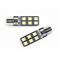 Лампа діодна 12В безцок. T10 12-SMD 2835 CAN LED (2 шт.)