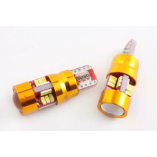 Лампа диодна 12В безцок. T10 27-SMD 3014 CAN скло з лінзою і радіатором LED (2 шт).