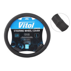 Оплетка на кермо шкіра L без запаху Vitol Lux 2040-BK-L чорний
