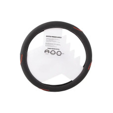 Оплітка на кермо S inDrive IDS-B003-S чорний/червоний (біла нитка)