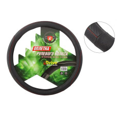 Оплітка на кермо XL inDrive IDS-B009-XL чорний (червона нитка)