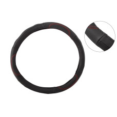 Оплітка на кермо шкіра S inDrive IDL-27007-S чорний (червона нитка, чохол на блискавки)