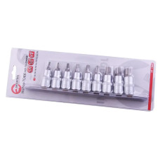 Набір насадок-головок 9 ед. Intertool 1/2 Torx Т20-T70 на планці