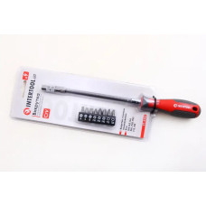 Викрутка з гнучким подовжувачем і насадками 9 ед. Intertool