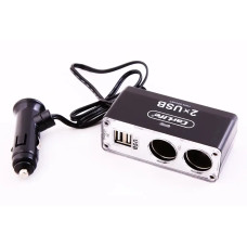 Розбивач в прикурювач 1-2 + 2USB з подовжує. 1.0A CarLife чорний/себра.
