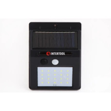 Свічник настінний 20SMD, вуличний, сонячний, датчик руху Intertool